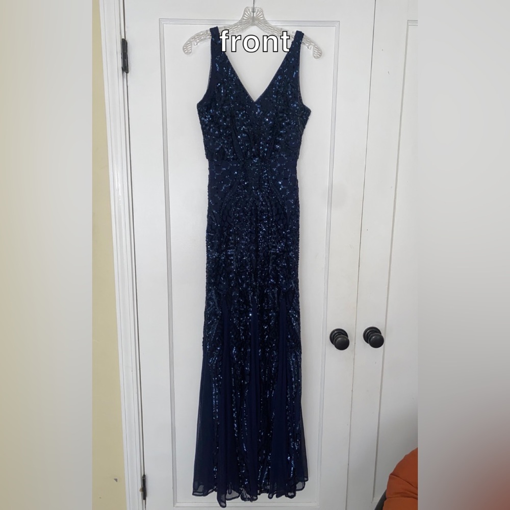 Macys Navy Blue Sparkly Prom Dress